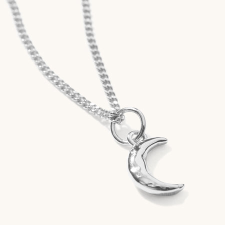 Tiny Moon Necklace Silver